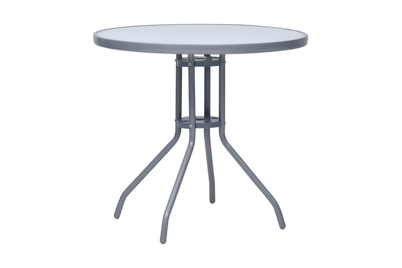 Trädgårdsbord ljusgrå 80 cm stål och glas - Grå - Matbord ute