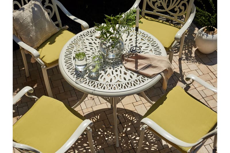 Trädgårdsbord rund 90 cm vit ANCONA - Vit - Matbord ute