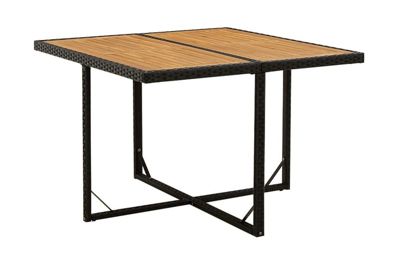 Trädgårdsbord svart 109x107x74 cm konstrotting & massiv akac - Svart - Matbord ute