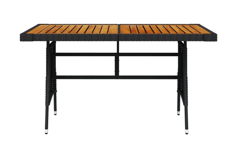 Trädgårdsbord svart 130x70x72cm konstrotting massiv akacia - Svart - Matbord ute