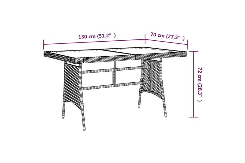 Trädgårdsbord svart 130x70x72cm konstrotting massiv akacia - Svart - Matbord ute