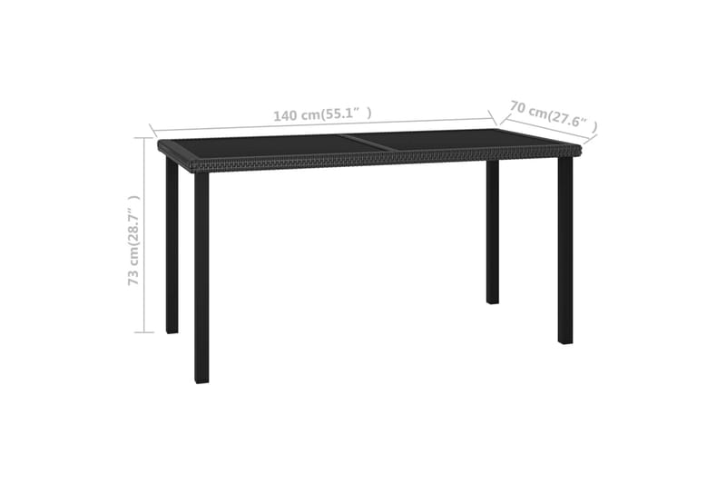 Trädgårdsbord svart 140x70x73 cm konstrotting - Svart - Utemöbler - Trädgårdsbord & Utebord - Matbord ute