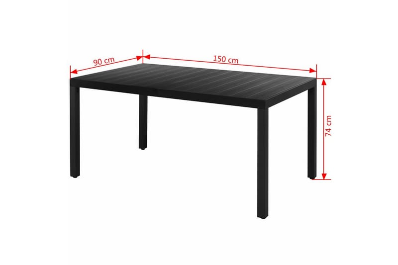 Trädgårdsbord svart 150x90x74 cm aluminium och WPC - Svart - Utemöbler - Trädgårdsbord & Utebord - Cafebord