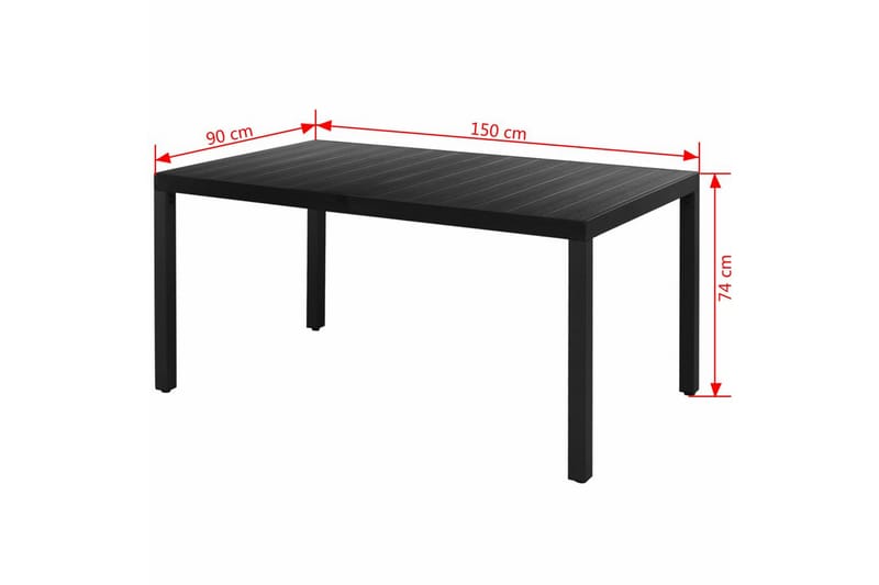 Trädgårdsbord svart 150x90x74 cm aluminium och WPC - Svart - Matbord ute