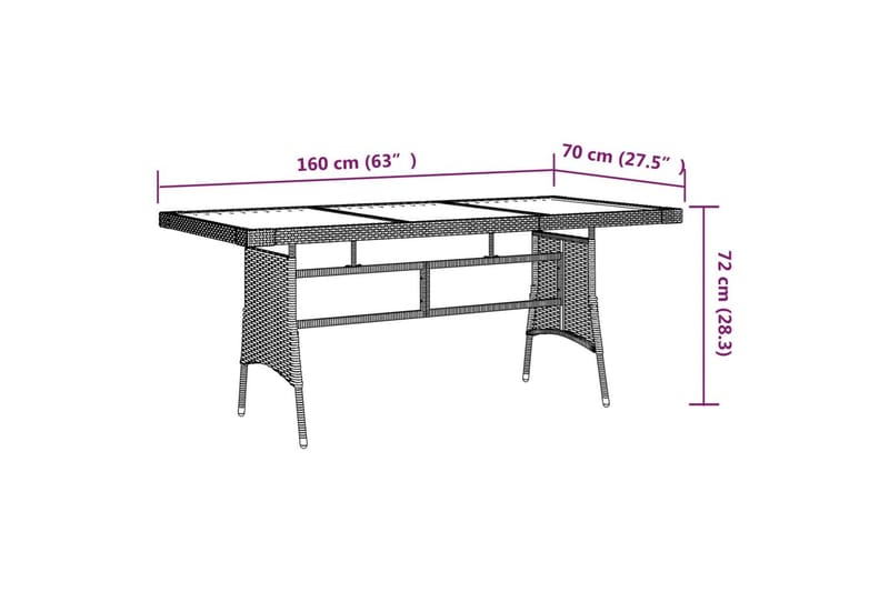 Trädgårdsbord svart 160x70x72cm konstrotting massiv akacia - Svart - Matbord ute