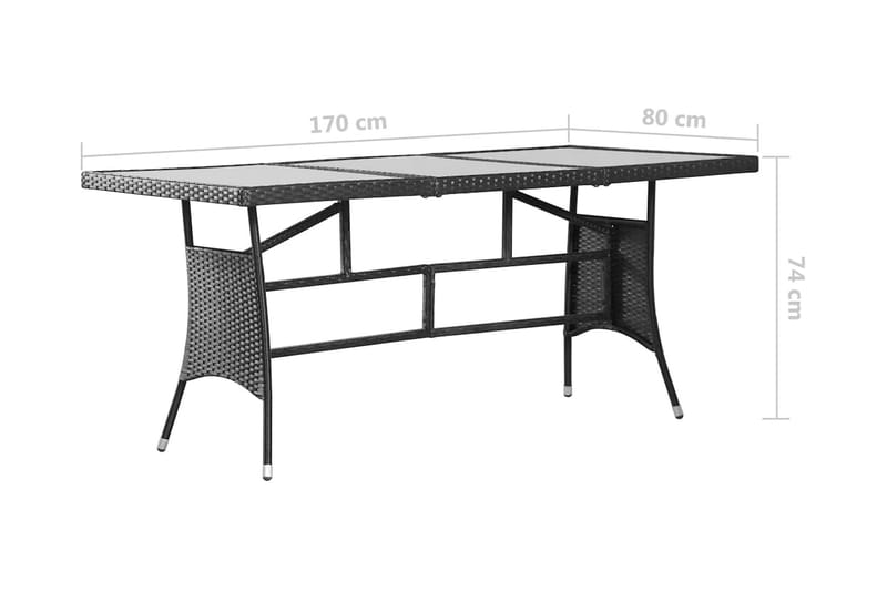 Trädgårdsbord svart 170x80x74 cm konstrotting - Svart - Matbord ute