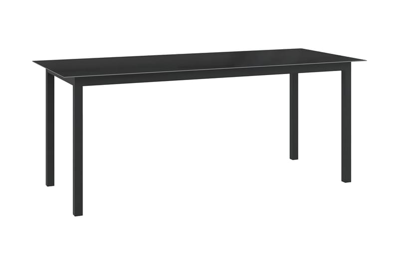 Trädgårdsbord svart 190x90x74 cm aluminium och glas - Svart - Matbord ute