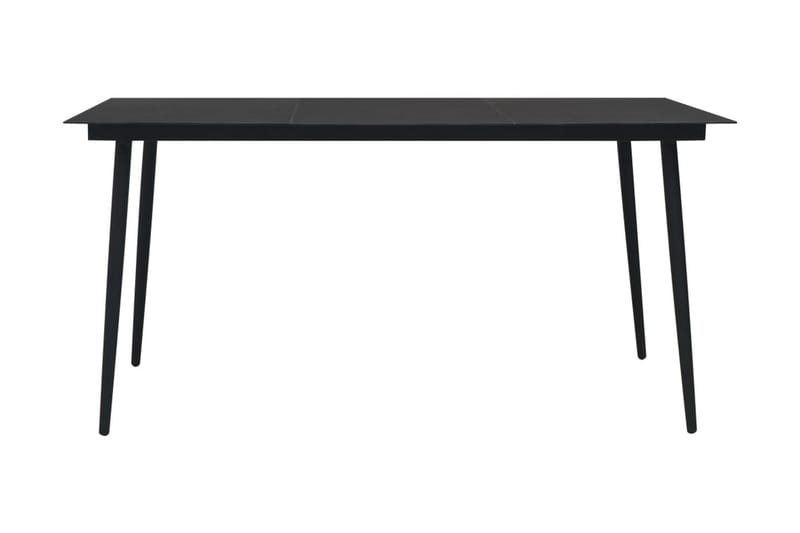 Trädgårdsbord svart 190x90x74 cm stål och glas - Svart - Utemöbler - Trädgårdsbord & Utebord - Matbord ute