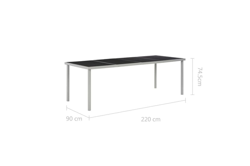 Trädgårdsbord svart 220x90x74,5 cm stål - Svart - Utemöbler - Trädgårdsbord & Utebord - Matbord ute
