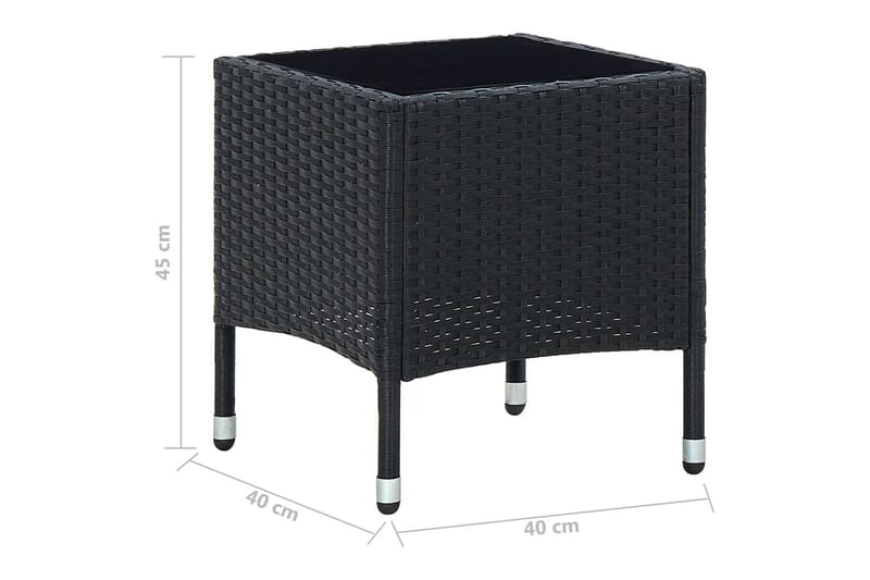 Trädgårdsbord svart 40x40x45 cm konstrotting - Svart - Utemöbler - Trädgårdsbord & Utebord - Matbord ute