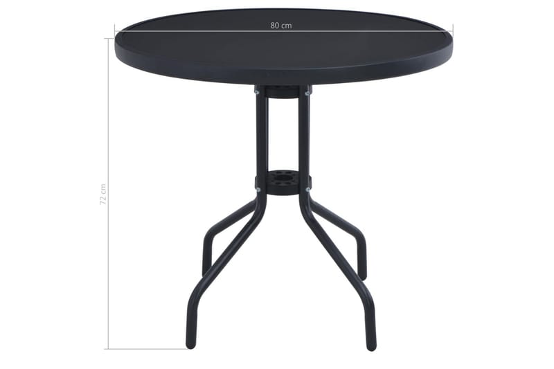 Trädgårdsbord svart 80 cm stål och glas - Svart - Matbord ute