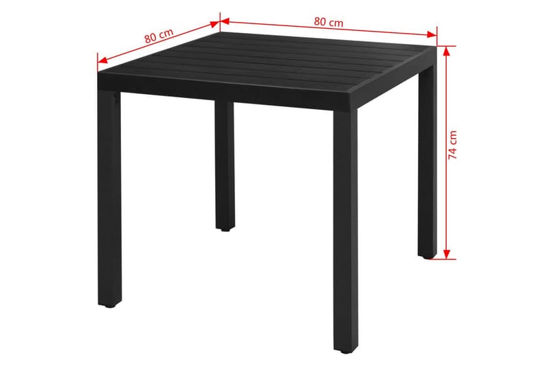 Trädgårdsbord svart 80x80x74 cm aluminium och WPC - Svart - Utemöbler - Trädgårdsbord & Utebord - Cafebord