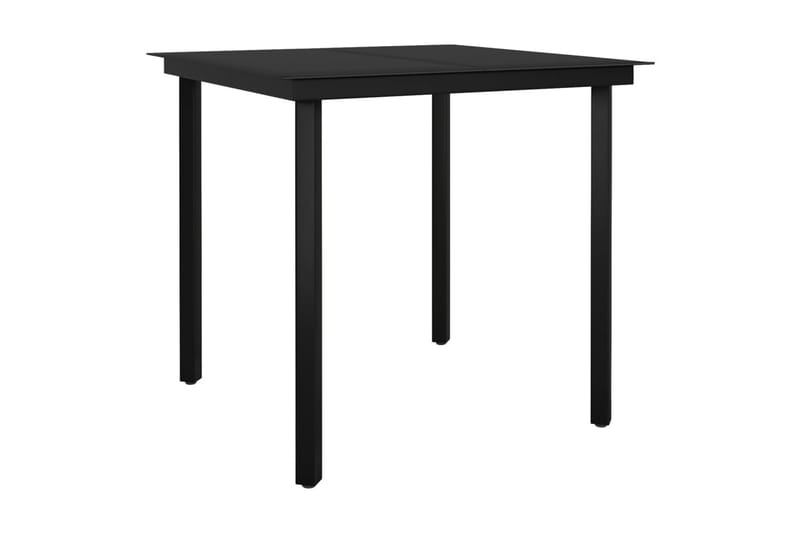 Trädgårdsbord svart 80x80x74 cm stål och glas - Svart - Utemöbler - Trädgårdsbord & Utebord - Matbord ute