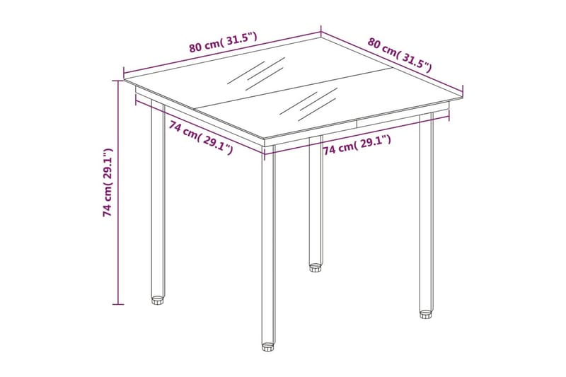 Trädgårdsbord svart 80x80x74 cm stål och glas - Svart - Utemöbler - Trädgårdsbord & Utebord - Matbord ute