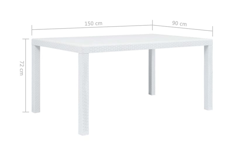 Trädgårdsbord vit 150x90x72 cm konstrotting - Vit - Utemöbler - Trädgårdsbord & Utebord - Matbord ute