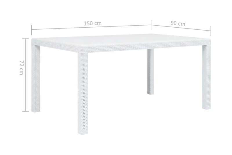 Trädgårdsbord vit 150x90x72 cm konstrotting - Vit - Matbord ute