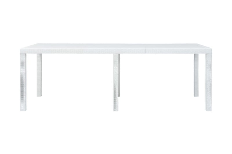 Trädgårdsbord vit 220x90x72 cm konstrotting - Vit - Matbord ute