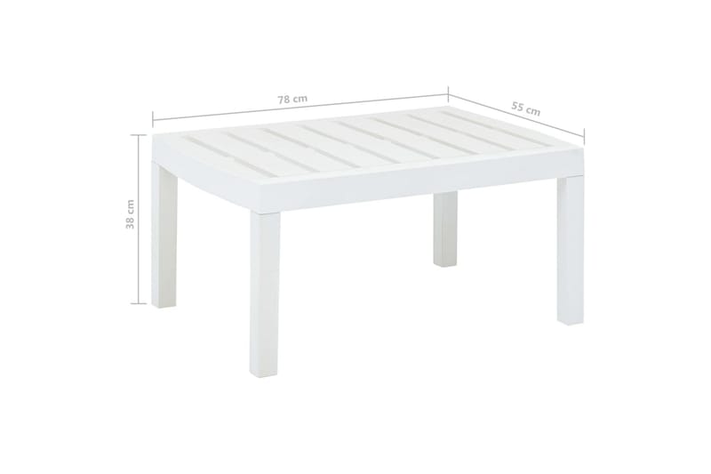 Trädgårdsbord vit 78x55x38 cm plast - Vit - Matbord ute
