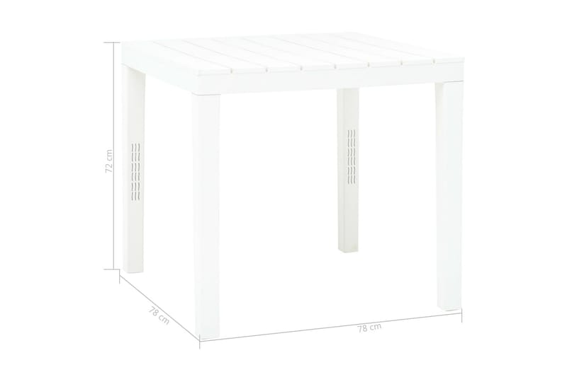 Trädgårdsbord vit 78x78x72 cm plast - Vit - Utemöbler - Trädgårdsbord & Utebord - Matbord ute
