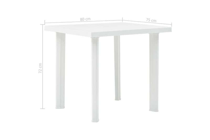 Trädgårdsbord vit 80x75x72 cm plast - Vit - Utemöbler - Trädgårdsbord & Utebord - Matbord ute