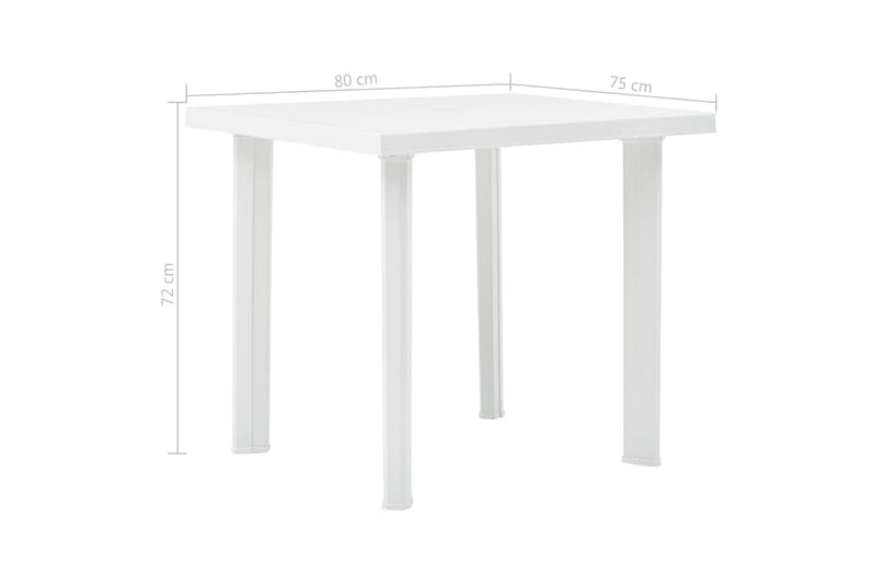 Trädgårdsbord vit 80x75x72 cm plast - Vit - Matbord ute