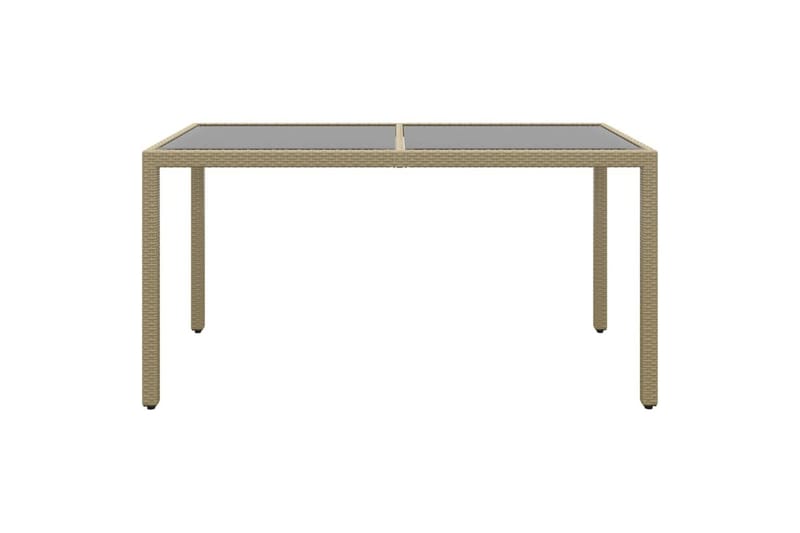 Utebord 150x90x75 cm Härdat glas och konstrotting beige - Beige - Utemöbler - Trädgårdsbord & Utebord - Matbord ute