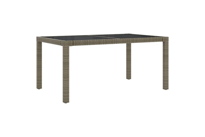 Utebord 150x90x75 cm härdat glas och konstrotting grå - Grå - Utemöbler - Trädgårdsbord & Utebord - Matbord ute