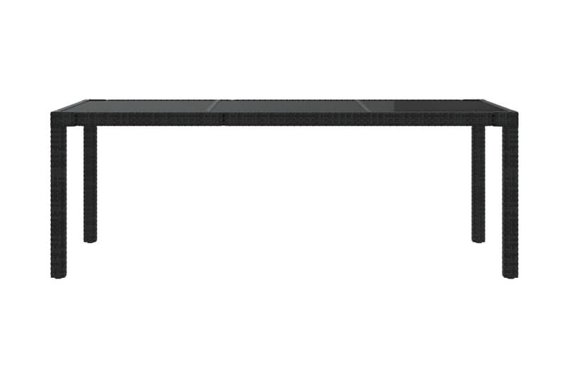 Utebord 190x90x75 cm härdat glas och konstrotting svart - Svart - Matbord ute