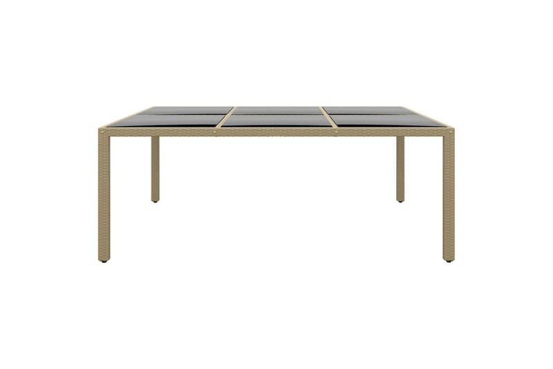 Utebord 200x150x75 cm härdat glas och konstrotting beige - Beige - Utemöbler - Trädgårdsbord & Utebord - Matbord ute