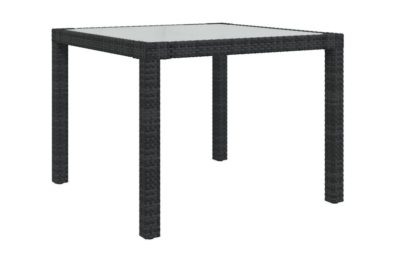 Utebord 90x90x75 cm Härdat glas och konstrotting svart - Svart - Utemöbler - Trädgårdsbord & Utebord - Matbord ute