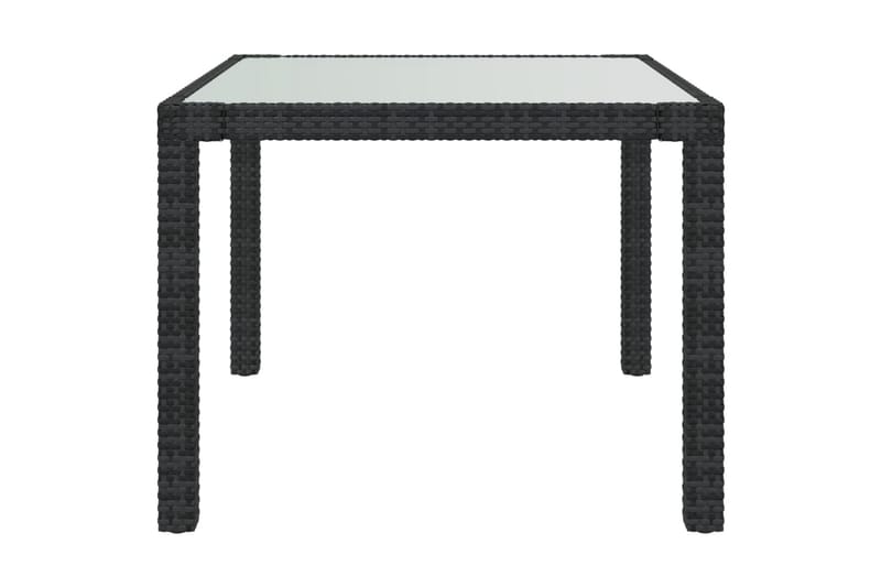 Utebord 90x90x75 cm Härdat glas och konstrotting svart - Svart - Utemöbler - Trädgårdsbord & Utebord - Matbord ute