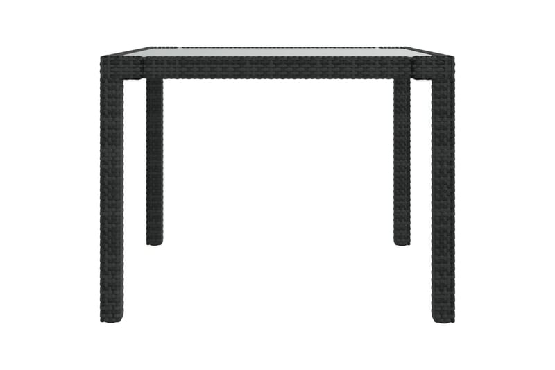 Utebord 90x90x75 cm Härdat glas och konstrotting svart - Svart - Utemöbler - Trädgårdsbord & Utebord - Matbord ute