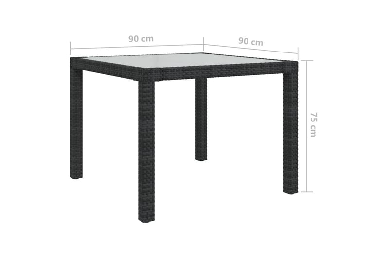 Utebord 90x90x75 cm Härdat glas och konstrotting svart - Svart - Utemöbler - Trädgårdsbord & Utebord - Matbord ute