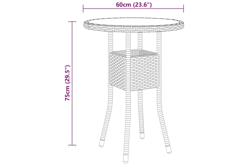 Utebord Ã˜60x75 cm Härdat glas och konstrotting brun - Brun - Utemöbler - Trädgårdsbord & Utebord - Matbord ute