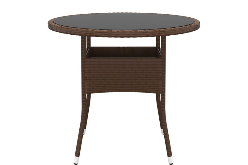 Utebord Ã˜80x75 cm Härdat glas och konstrotting brun - Brun - Utemöbler - Trädgårdsbord & Utebord - Matbord ute