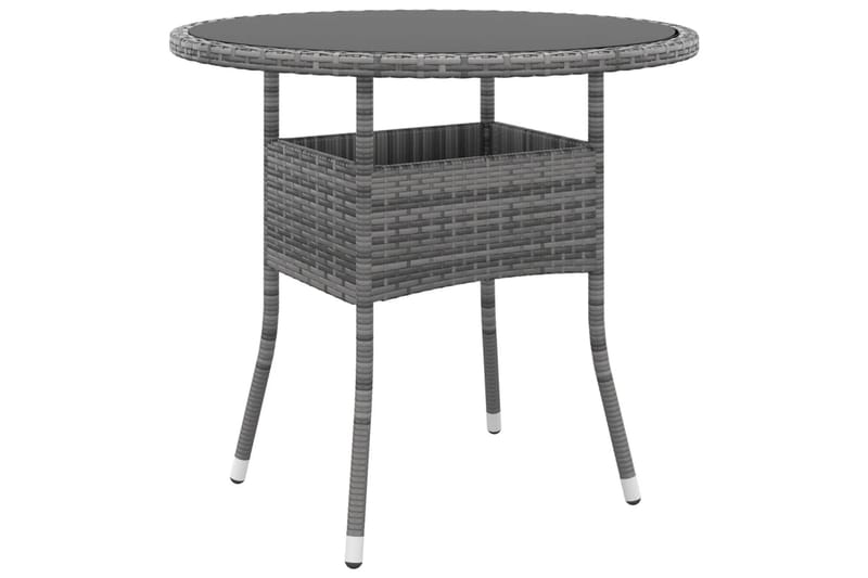 Utebord Ã˜80x75 cm Härdat glas och konstrotting grå - Grå - Matbord ute
