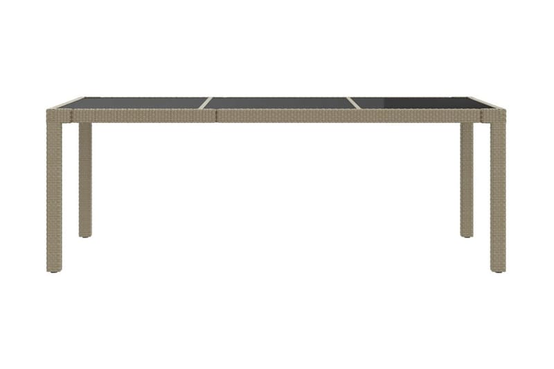 Utebord beige 190x90x75 cm härdat glas och konstrotting - Beige - Utemöbler - Trädgårdsbord & Utebord - Matbord ute