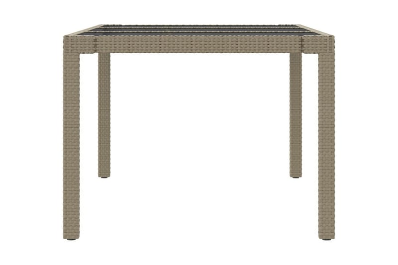 Utebord beige 190x90x75 cm härdat glas och konstrotting - Beige - Utemöbler - Trädgårdsbord & Utebord - Matbord ute