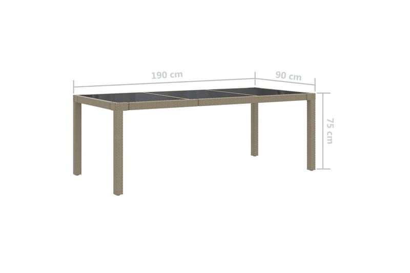 Utebord beige 190x90x75 cm härdat glas och konstrotting - Beige - Utemöbler - Trädgårdsbord & Utebord - Matbord ute
