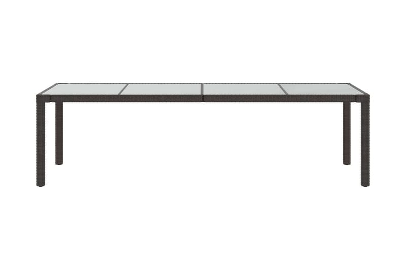 Utebord brun 250x100x75 cm härdat glas och konstrotting - Brun - Matbord ute