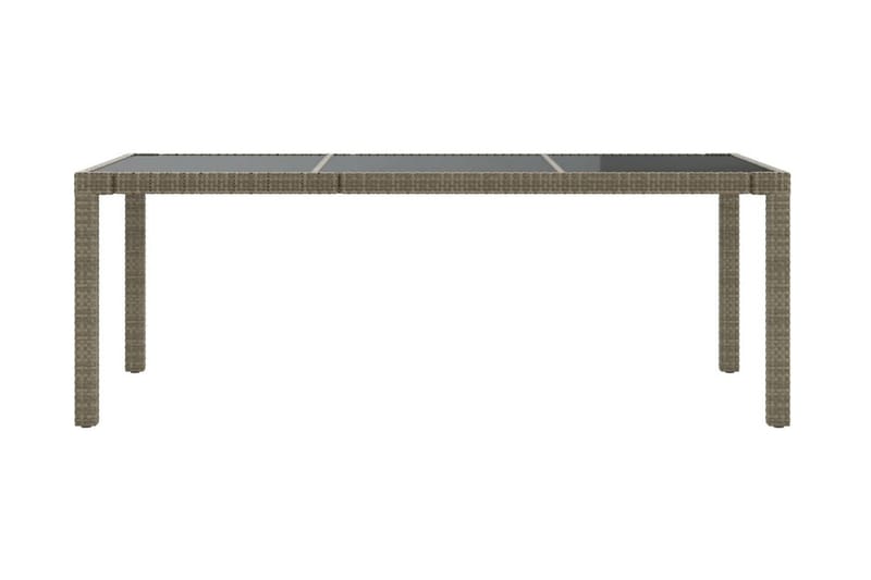 Utebord grå 190x90x75 cm härdat glas och konstrotting - Grå - Utemöbler - Trädgårdsbord & Utebord - Matbord ute
