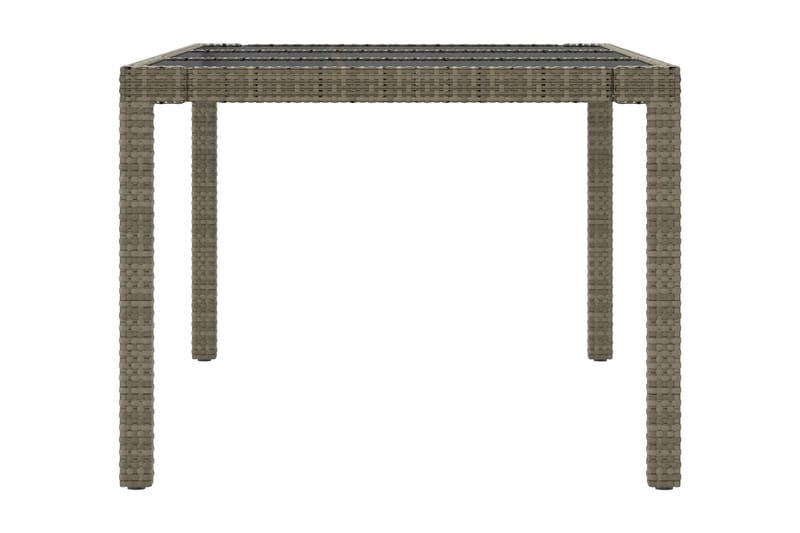 Utebord grå 190x90x75 cm härdat glas och konstrotting - Grå - Utemöbler - Trädgårdsbord & Utebord - Matbord ute