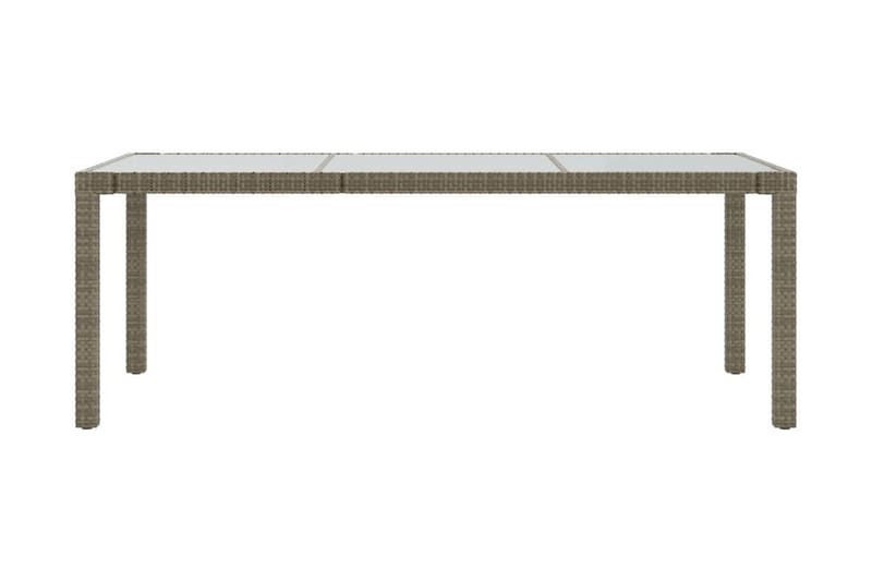 Utebord grå 190x90x75 cm härdat glas och konstrotting - Grå - Matbord ute