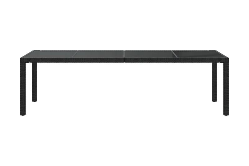 Utebord svart 250x100x75 cm härdat glas och konstrotting - Svart - Matbord ute