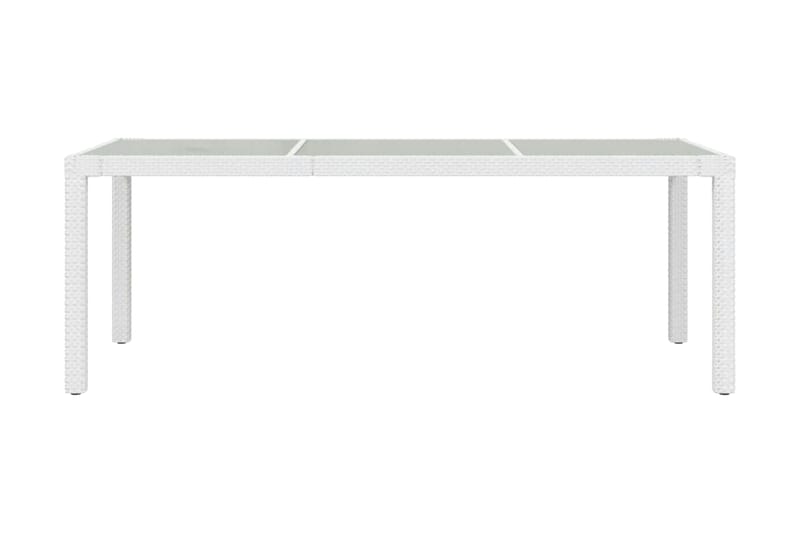 Utebord vit 190x90x75 cm härdat glas och konstrotting - Vit - Matbord ute