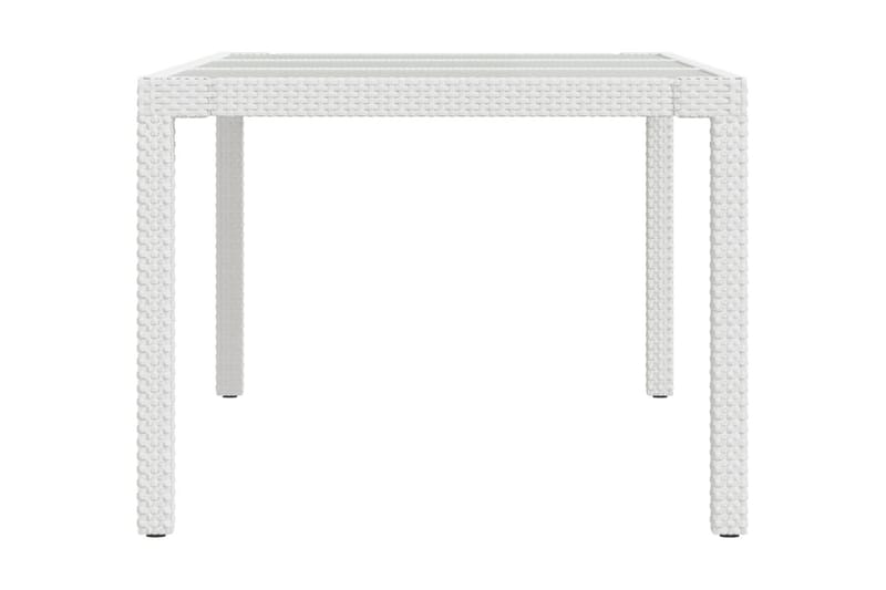 Utebord vit 190x90x75 cm härdat glas och konstrotting - Vit - Matbord ute