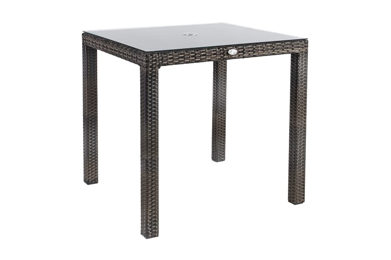 Utebord WICKER 73x73xH71cm Utebordsskiva: klart glas, Mörkbrun