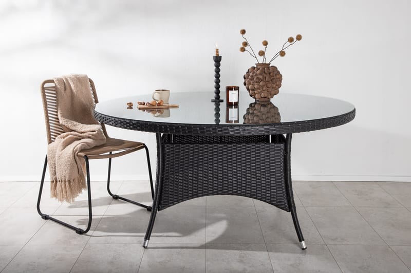 Volta Matbord Utomhus Rund Ø150 cm Svart - Venture Home - Utemöbler - Trädgårdsbord & Utebord - Matbord ute