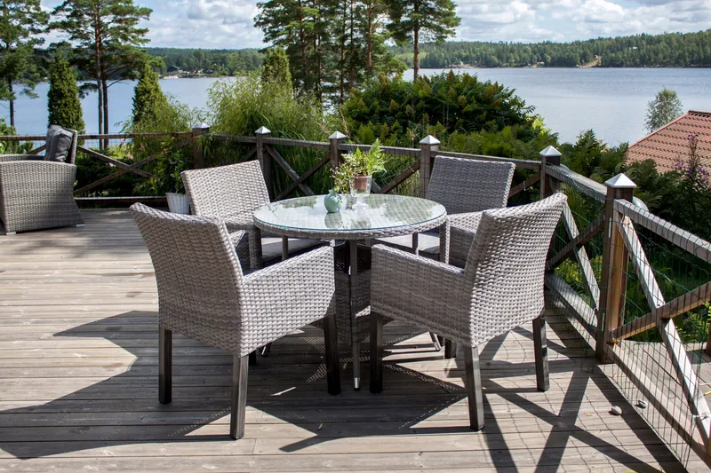 Volta Matbord Utomhus Rund Ø90 cm - Beige/Grå - Utemöbler - Trädgårdsbord & Utebord - Matbord ute