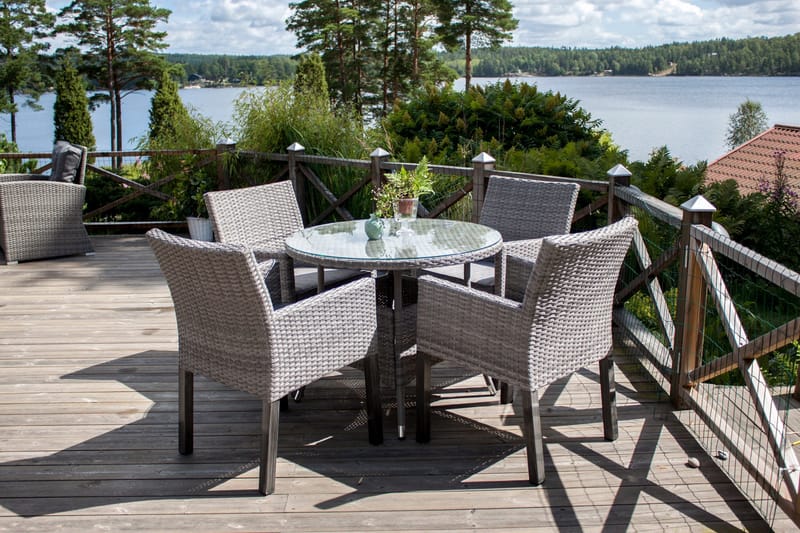 Volta Matbord Utomhus Rund Ø90 cm - Beige/Grå - Utemöbler - Trädgårdsbord & Utebord - Matbord ute